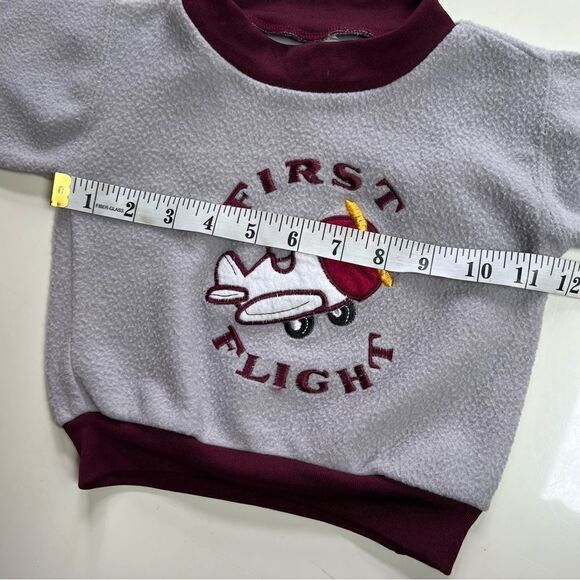 Vintage 1980s 1990s Fuzzy Crewneck Babys First Flight Airplane Travel Sweatshirt - Picture 5 of 6